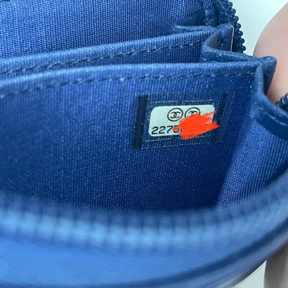 Chanel Lambskin leather Quilted Boy Zip Around Coin Purse Wallet Blue w/dust bag - Picture 16 of 16